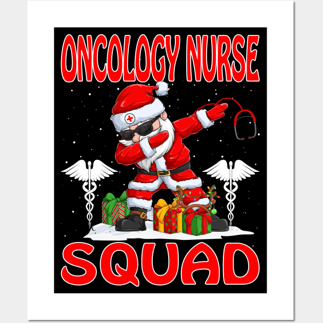 Christmas Oncology Nurse Squad Reindeer Pajama Dabing Santa Wall Art by intelus